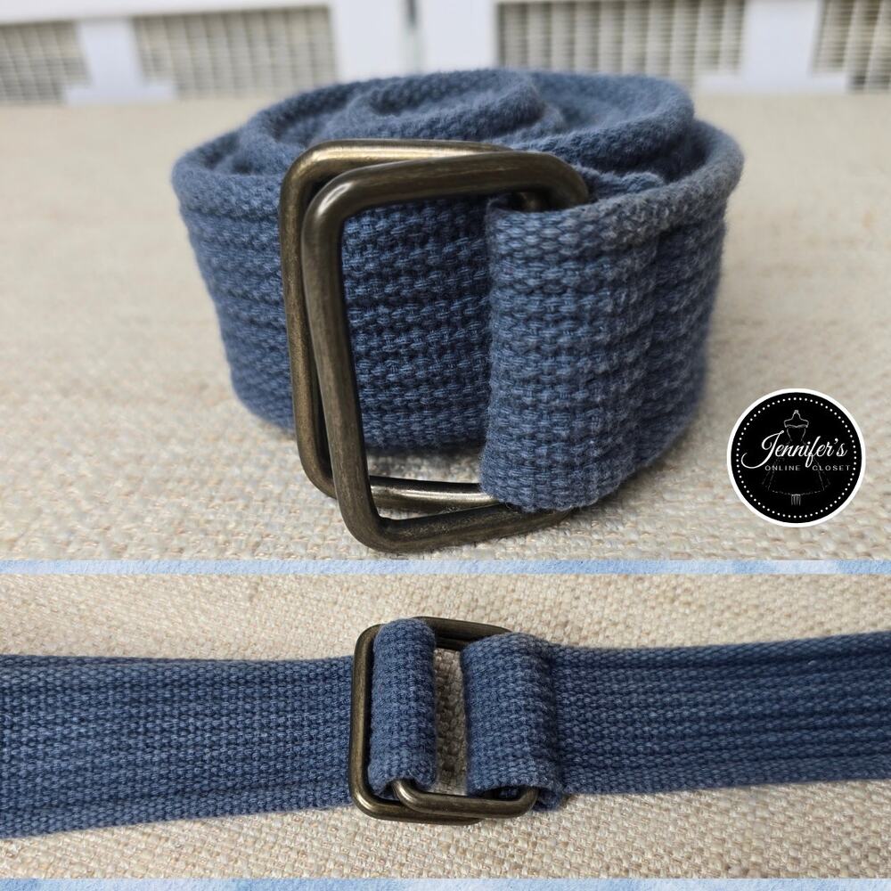 Unbranded Men's Blue Soft Canvas Double Ring Belt Size 40